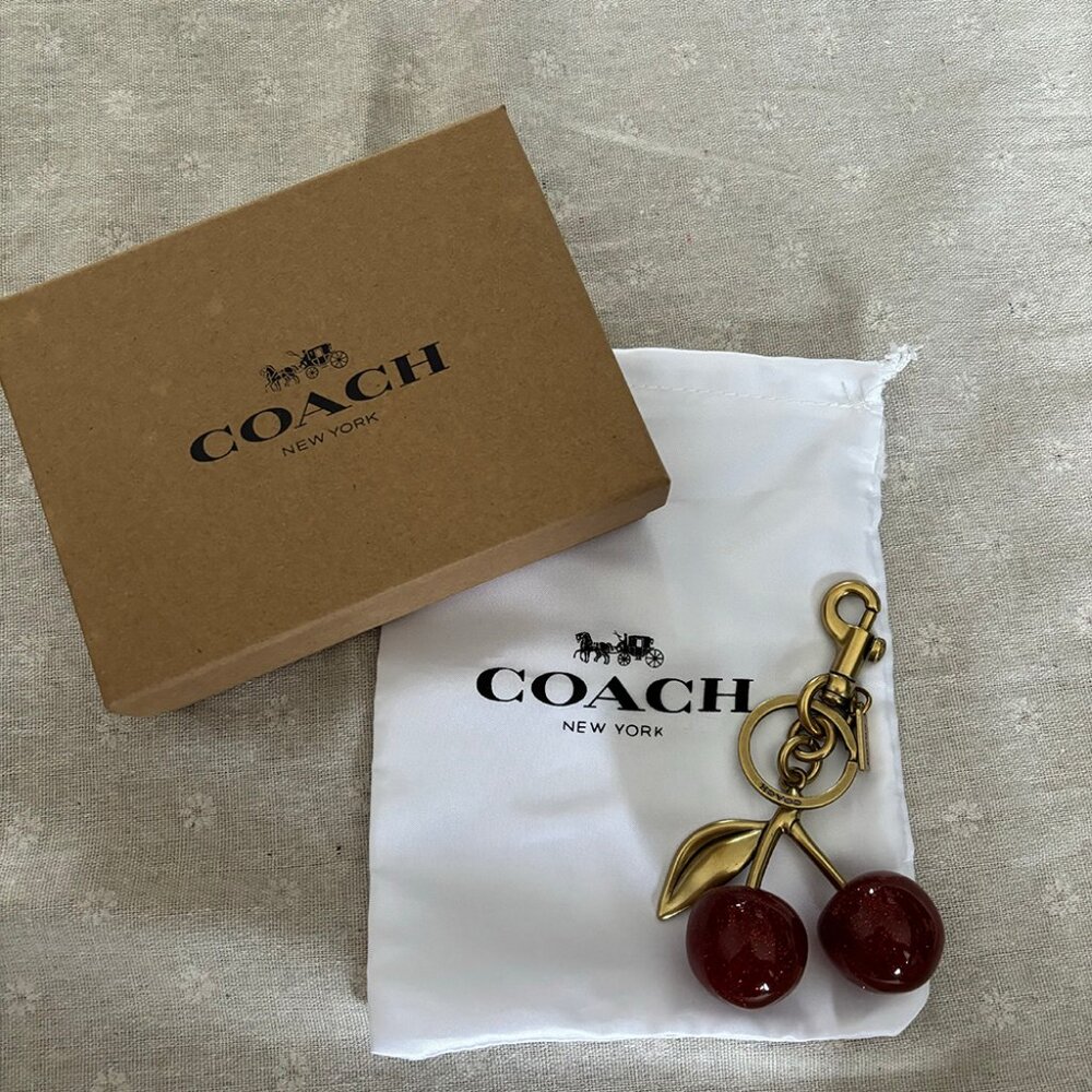 Coach Cherry Glitter Key Chain Bag Charm